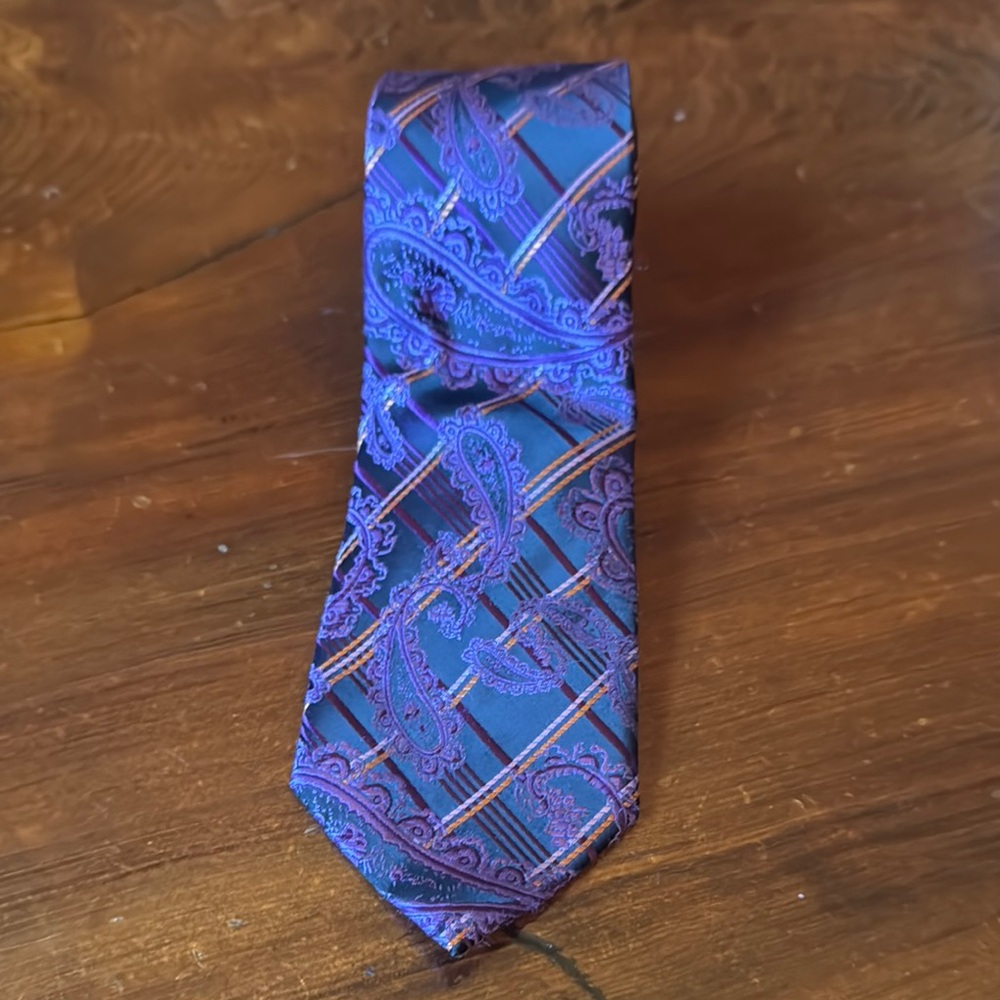 Etro Silk Purple and Black Geometric Tie